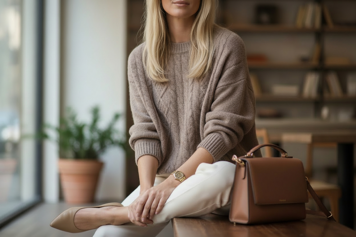 outfit v neutralnych farbach